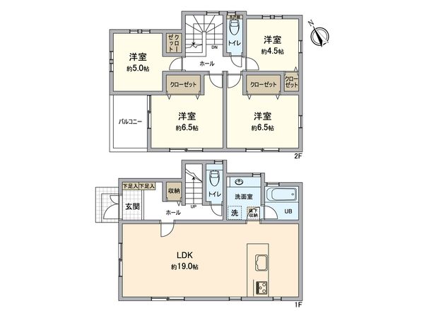 港南区下永谷2丁目 新築戸建 1号棟 間取図(平面図) 港南区下永谷2丁目 新築戸建 1号棟 間取図(平面図)