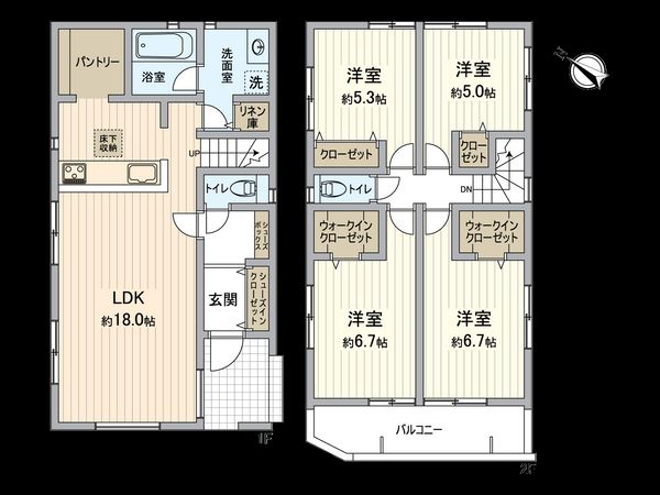 港南区日限山1丁目 新築戸建1号棟 間取図(平面図) 港南区日限山1丁目 新築戸建1号棟 間取図(平面図)