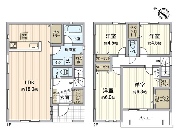 港南区日限山1丁目 新築戸建2号棟 間取図(平面図) 港南区日限山1丁目 新築戸建2号棟 間取図(平面図)
