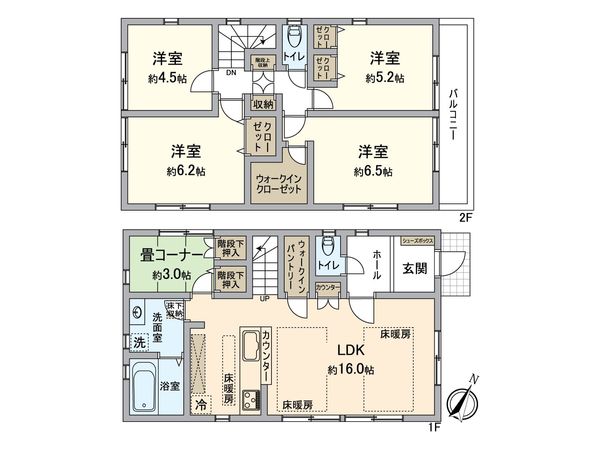 港南区日限山3丁目 新築戸建 A号棟 間取図(平面図) 間取図(平面図)