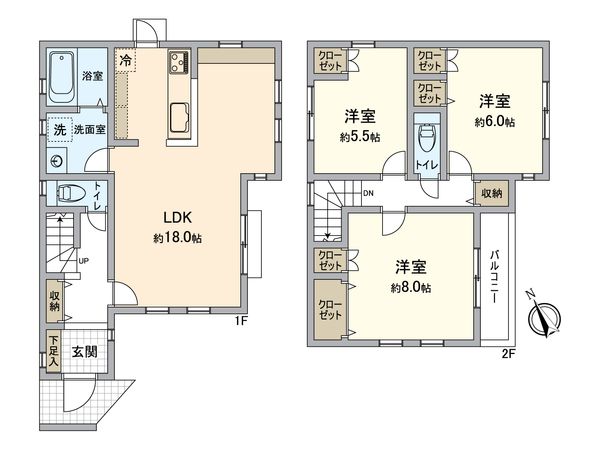 港南区下永谷5丁目 新築戸建 間取図(平面図) 間取図(平面図)