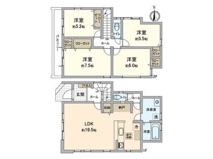 戸塚区戸塚町 新築戸建 1号棟 間取図(平面図)