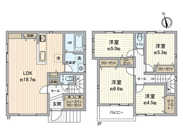戸塚区上矢部町 新築戸建1号棟 間取図(平面図) 間取図(平面図)