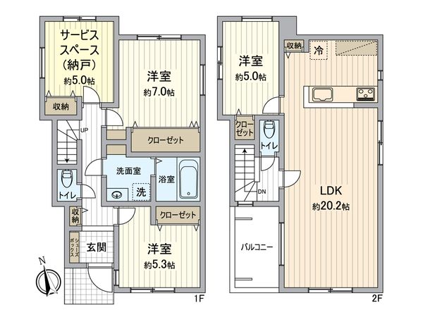 戸塚区舞岡町 新築戸建 1号棟 間取図(平面図) 間取図(平面図)