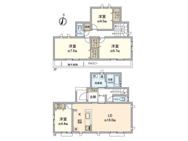 戸塚区戸塚町 新築戸建 B号棟 間取図(平面図)
