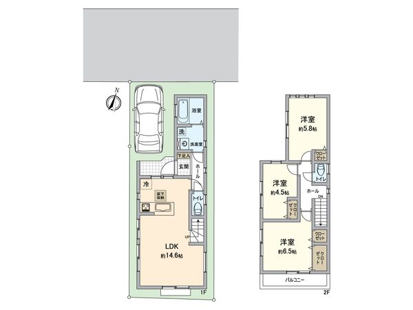 戸塚区戸塚町 新築戸建 4号棟 間取図(平面図)