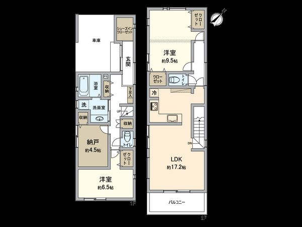 戸塚町 新築戸建 1号棟 間取図(平面図) 戸塚町 新築戸建 1号棟 間取図(平面図)