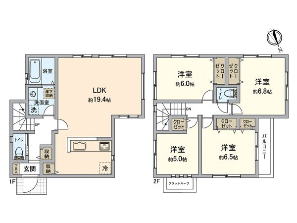 戸塚区深谷町 新築戸建1号棟 間取図(平面図) 戸塚区深谷町 新築戸建1号棟 間取図(平面図)