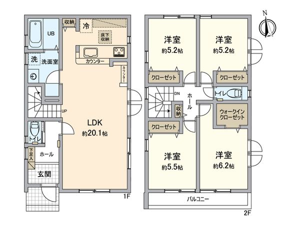 戸塚区戸塚町 新築戸建 1号棟 間取図(平面図) 戸塚区戸塚町 新築戸建 1号棟 間取図(平面図)