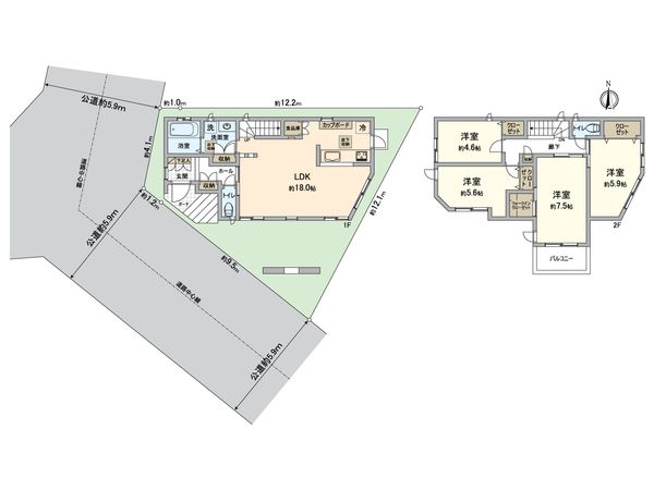 戸塚区戸塚町 新築戸建C号棟 間取図(平面図) 戸塚区戸塚町 新築戸建C号棟 間取図(平面図)