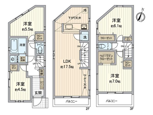 戸塚区戸塚町 新築戸建 1号棟 間取図(平面図)