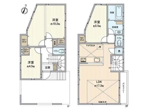 戸塚区戸塚町 新築戸建 2号棟 間取図(平面図)