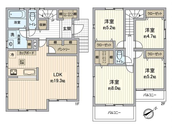 戸塚区汲沢1丁目 新築戸建 2号棟 間取図(平面図) 戸塚区汲沢1丁目 新築戸建 2号棟 間取図(平面図)