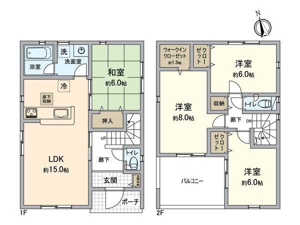 戸塚区影取町 新築戸建 2号棟 間取図(平面図) 戸塚区影取町 新築戸建 2号棟 間取図(平面図)