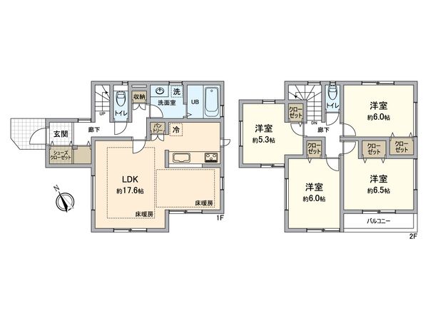 戸塚区汲沢8丁目 新築戸建A棟 間取図(平面図) 戸塚区汲沢8丁目 新築戸建A棟 間取図(平面図)