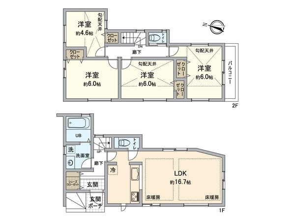戸塚区汲沢8丁目 新築戸建B棟 間取図(平面図) 戸塚区汲沢8丁目 新築戸建B棟 間取図(平面図)