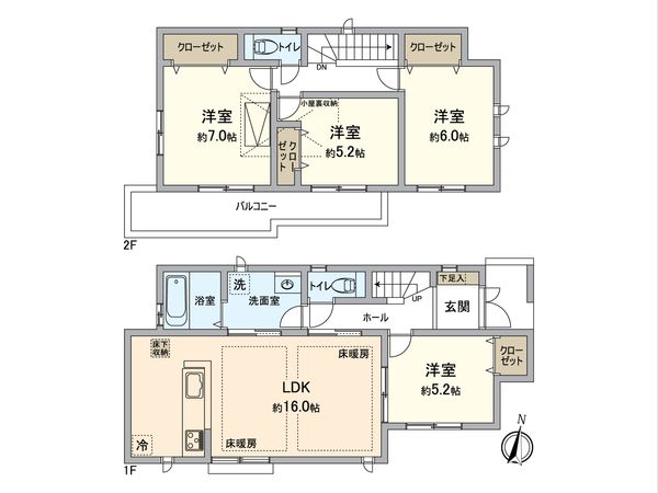 港南区下永谷5丁目 新築戸建1号棟 間取図(平面図) 港南区下永谷5丁目 新築戸建1号棟 間取図(平面図)