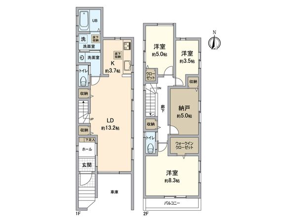 戸塚区戸塚町 新築戸建A-4号棟 間取図(平面図) 戸塚区戸塚町 新築戸建A-4号棟 間取図(平面図)