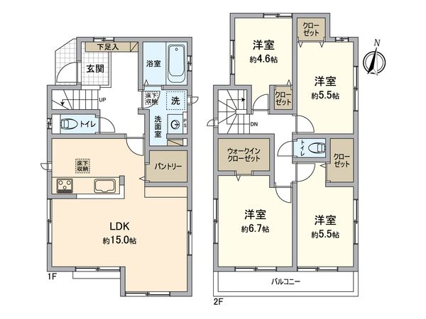 旭区東希望ヶ丘 新築戸建 3号棟 間取図(平面図) 旭区東希望ヶ丘 新築戸建 3号棟 間取図(平面図)