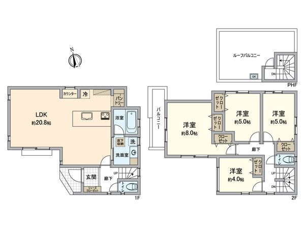 汲沢3丁目 新築戸建 1号棟 間取図(平面図)