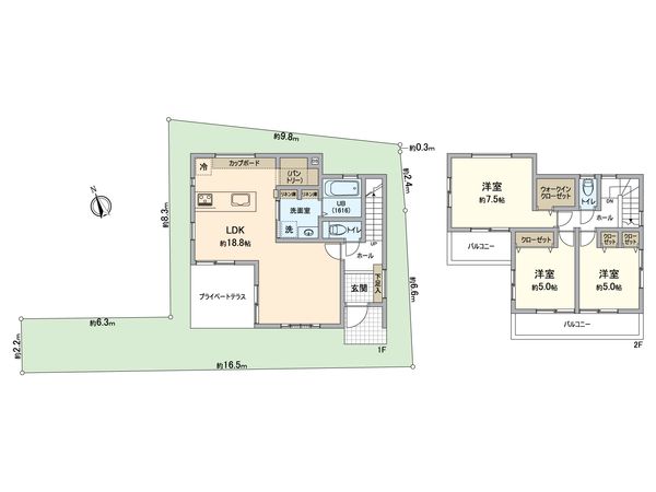 泉区中田南5丁目 新築戸建 間取図(平面図) 泉区中田南5丁目 新築戸建 間取図(平面図)
