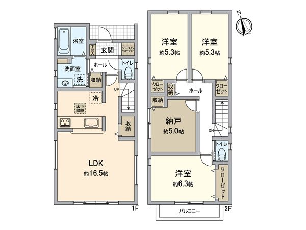 戸塚区戸塚町 新築戸建1号棟 間取図(平面図)