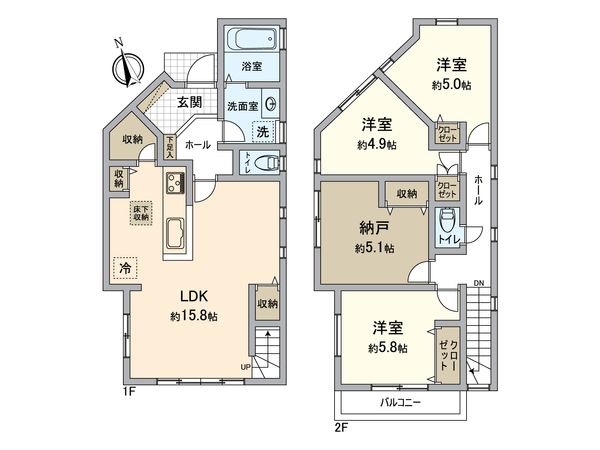 戸塚区戸塚町 新築戸建2号棟 間取図(平面図)