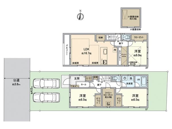 戸塚区戸塚町 新築戸建 B号棟 間取図(平面図) 戸塚区戸塚町 新築戸建 B号棟 間取図(平面図)