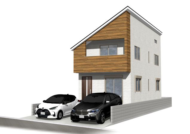 戸塚区戸塚町 新築戸建 B号棟 外観パース図 戸塚区戸塚町 新築戸建 B号棟 外観パース図