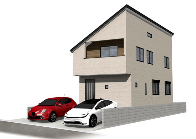 戸塚区戸塚町 新築戸建 A号棟 外観パース図 戸塚区戸塚町 新築戸建 A号棟 外観パース図