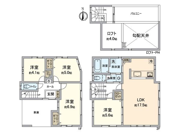 戸塚区戸塚町 新築戸建 B号棟 間取図(平面図) 戸塚区戸塚町 新築戸建 B号棟 間取図(平面図)