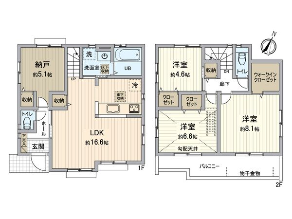 港南区日限山4丁目 新築戸建 1号棟 間取図(平面図) 港南区日限山4丁目 新築戸建 1号棟 間取図(平面図)