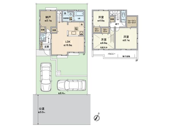 港南区日限山4丁目 新築戸建 2号棟 間取図(平面図) 港南区日限山4丁目 新築戸建 2号棟 間取図(平面図)