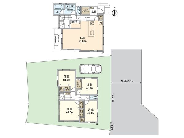 港南区下永谷3丁目 新築戸建 間取図(平面図) 港南区下永谷3丁目 新築戸建 間取図(平面図)