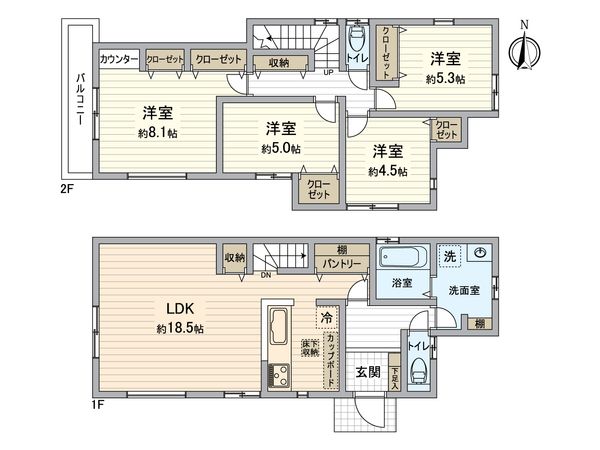 泉区白百合1丁目 新築戸建 1号棟 間取図(平面図) 泉区白百合1丁目 新築戸建 1号棟 間取図(平面図)