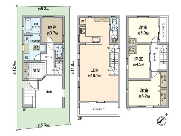 戸塚区汲沢3丁目 新築戸建 B号棟 間取図(平面図) 戸塚区汲沢3丁目 新築戸建 B号棟 間取図(平面図)