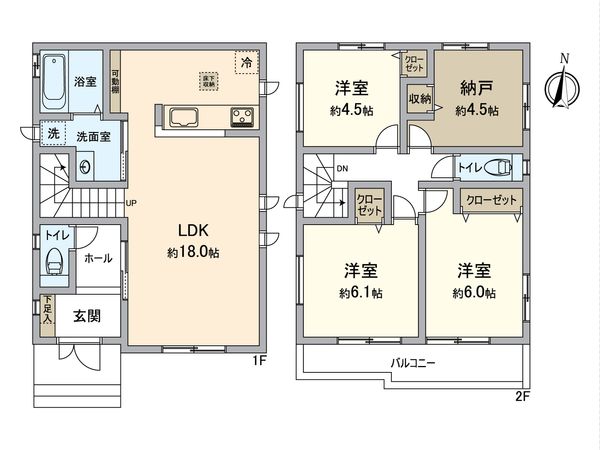 戸塚区戸塚町 新築戸建1号棟 間取図(平面図) 戸塚区戸塚町 新築戸建1号棟 間取図(平面図)