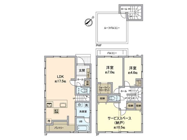 戸塚区戸塚町 新築戸建 1号棟 間取図(平面図) 戸塚区戸塚町 新築戸建 1号棟 間取図(平面図)
