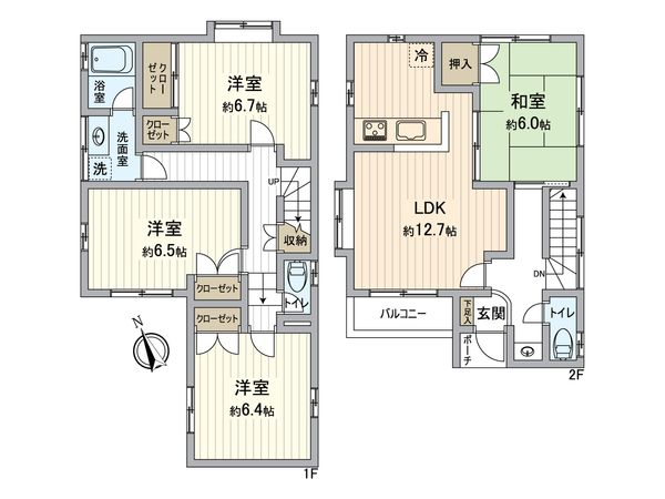 上倉田町 戸建 間取図(平面図) 上倉田町 戸建 間取図(平面図)