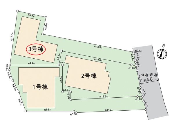 戸塚区舞岡町 新築戸建 3号棟 全体区画図 戸塚区舞岡町 新築戸建 3号棟 全体区画図