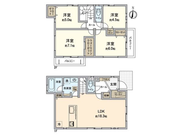 戸塚区舞岡町 新築戸建 2号棟 間取図(平面図) 戸塚区舞岡町 新築戸建 2号棟 間取図(平面図)