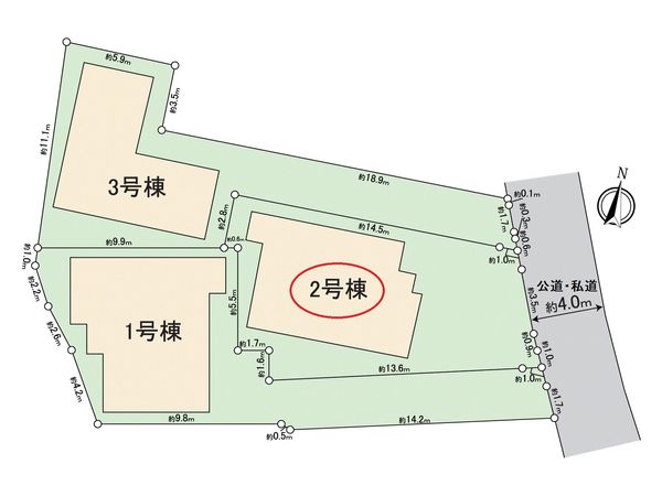 戸塚区舞岡町 新築戸建 2号棟 全体区画図 戸塚区舞岡町 新築戸建 2号棟 全体区画図