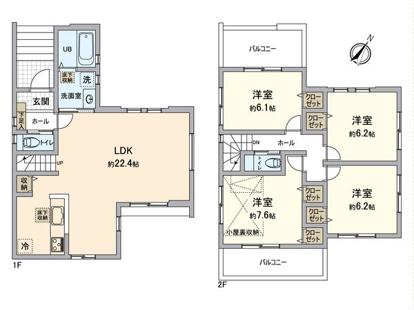 泉区白百合2丁目 新築戸建 1号棟 間取図(平面図) 泉区白百合2丁目 新築戸建 1号棟 間取図(平面図)