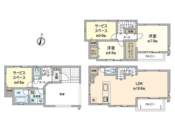 戸塚区矢部町 新築戸建 1号棟 間取図(平面図) 戸塚区矢部町 新築戸建 1号棟 間取図(平面図)
