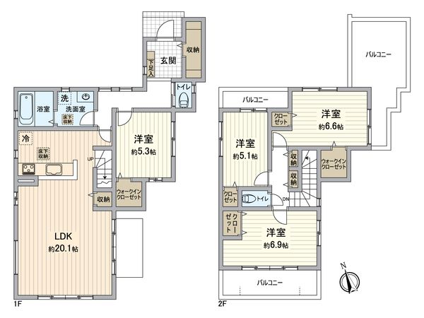 戸塚区深谷町 新築戸建 2号棟 間取図(平面図) 戸塚区深谷町 新築戸建 2号棟 間取図(平面図)