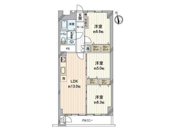市ドリームハイツ 弐号棟 間取図(平面図)