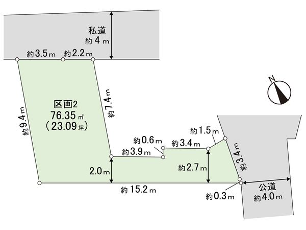 鎌倉市材木座2丁目 土地 区画2 区画図