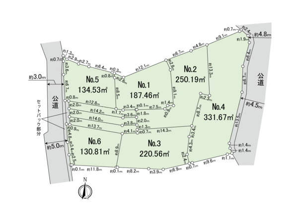 鎌倉市極楽寺1丁目 土地 3区画 地形図
