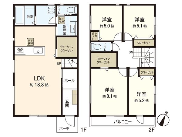 鎌倉市二階堂 新築戸建 1号棟 間取図(平面図) 鎌倉市二階堂 新築戸建 1号棟 間取図(平面図)