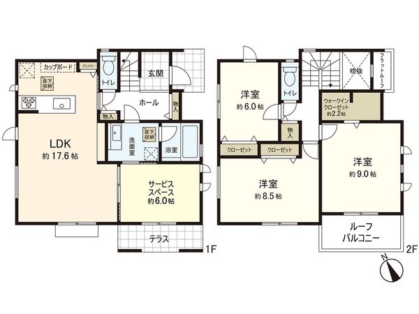 鎌倉市由比ガ浜1丁目 築後未使用戸建 B号棟 間取図(平面図) 鎌倉市由比ガ浜1丁目 築後未使用戸建 B号棟 間取図(平面図)